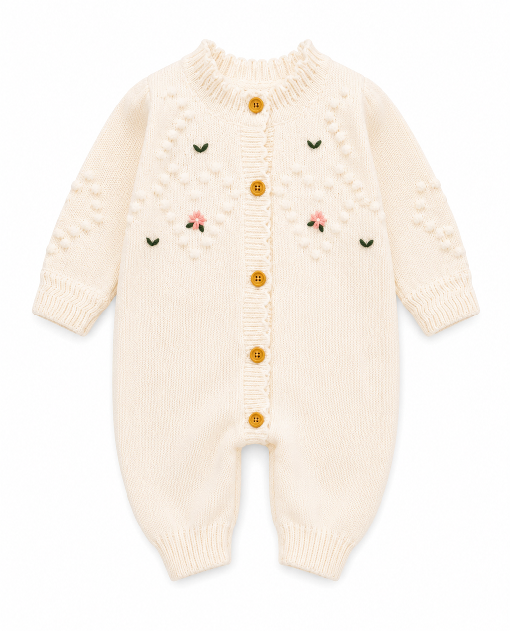 Knit Babygrow With Floral Detail