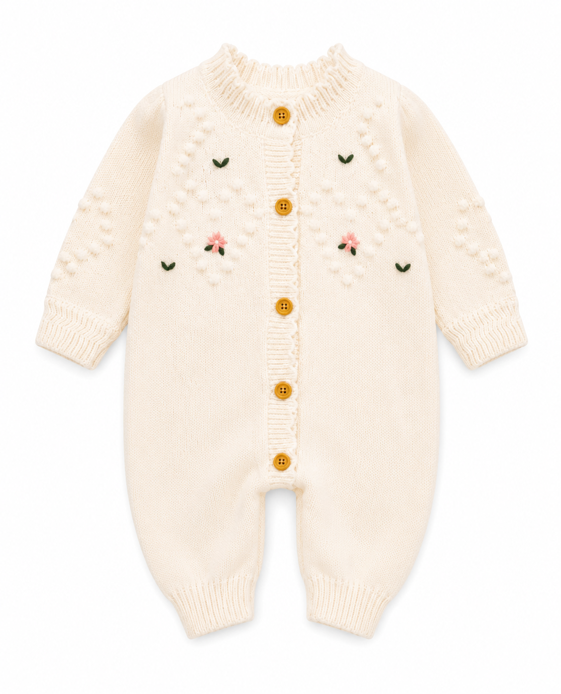 Knit Babygrow With Floral Detail