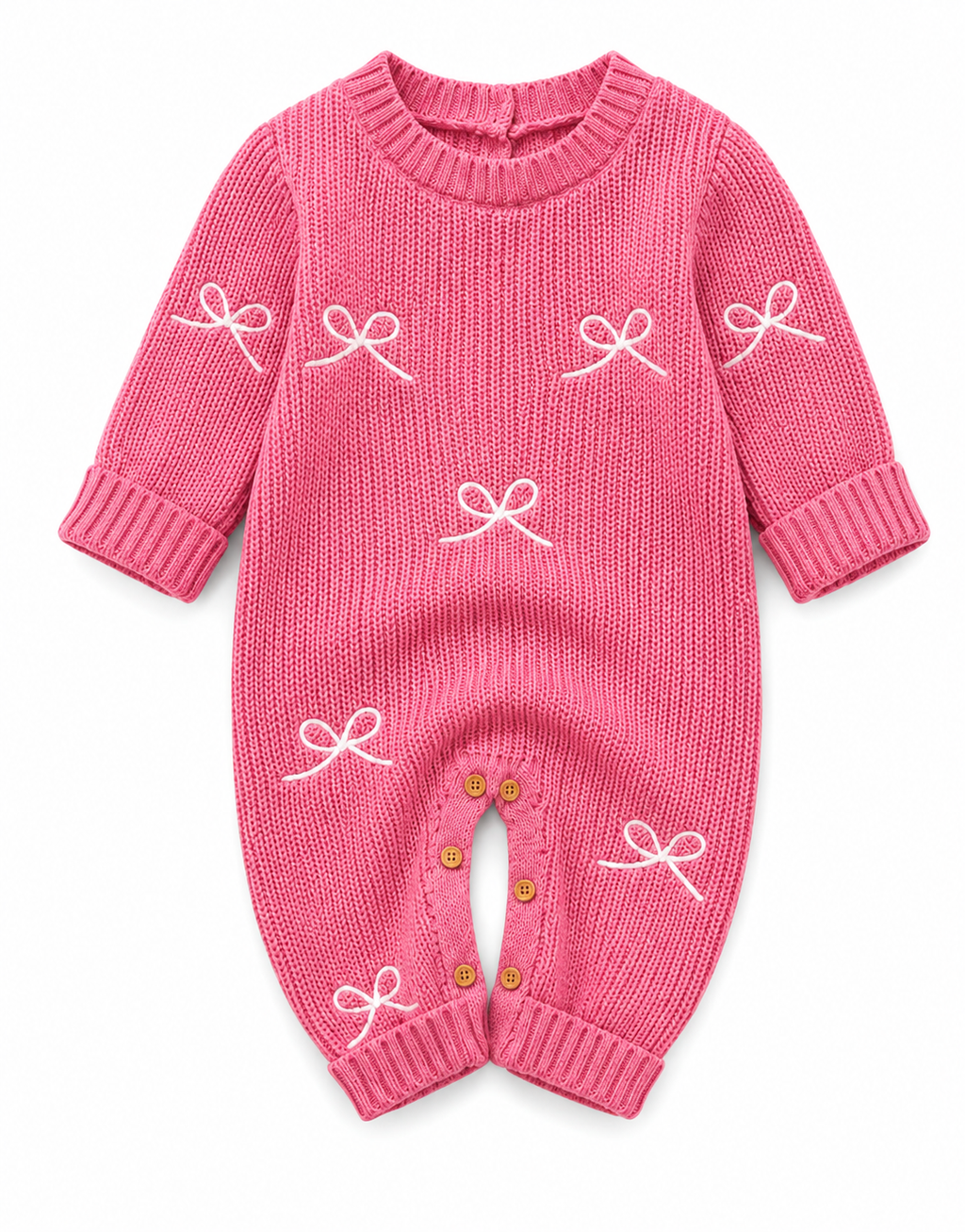Pink Knitted Bow Babygrow