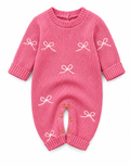 Pink Knitted Bow Babygrow