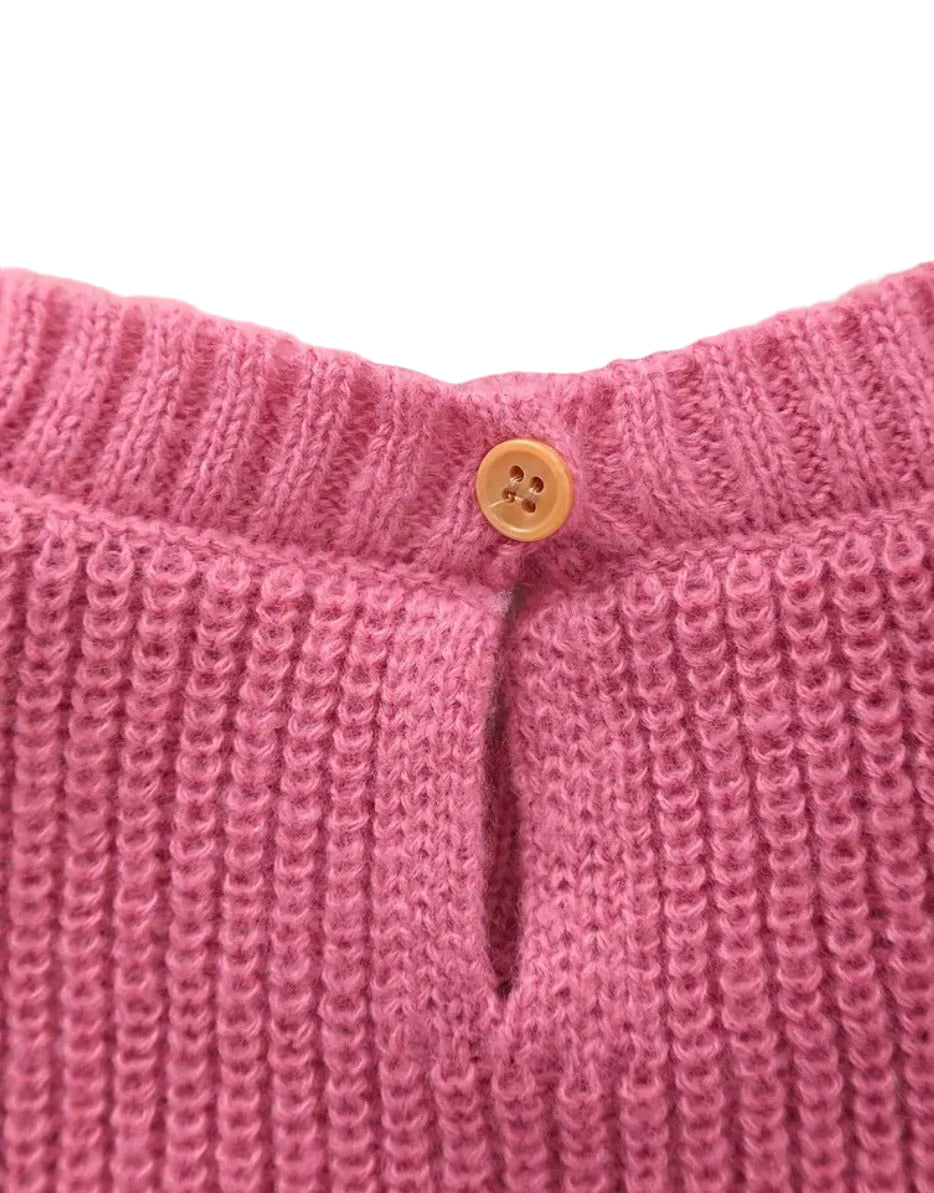 Pink Knitted Bow Babygrow