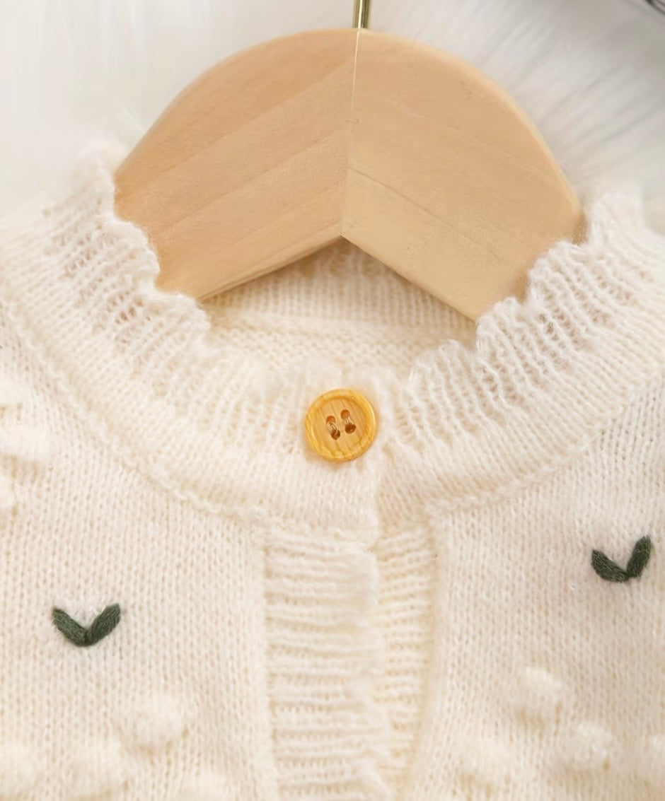 Knit Babygrow With Floral Detail