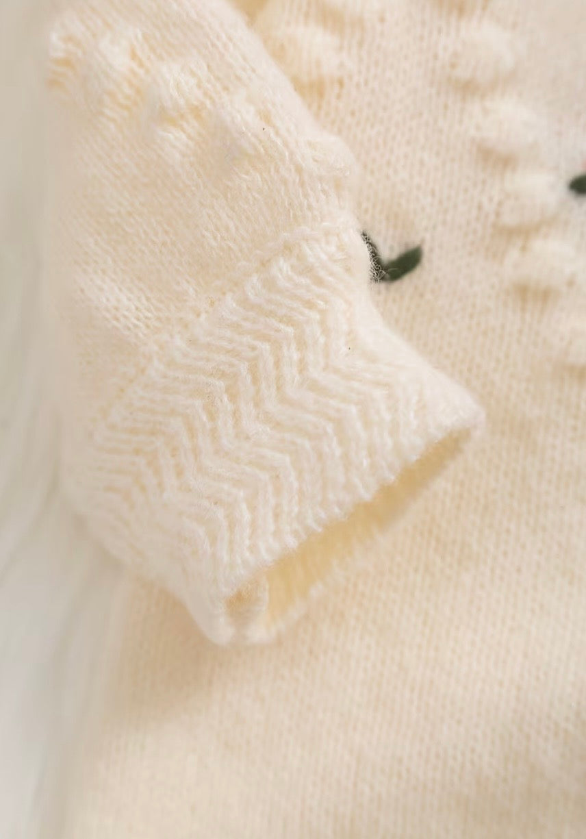 Knit Babygrow With Floral Detail