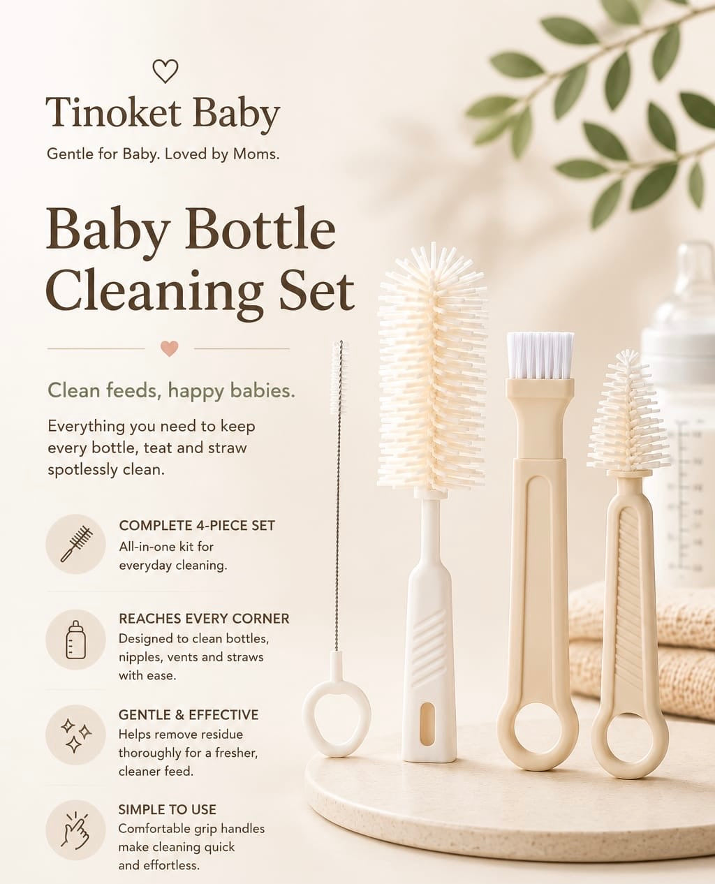 Baby Bottle Cleaning Set (4 Piece)